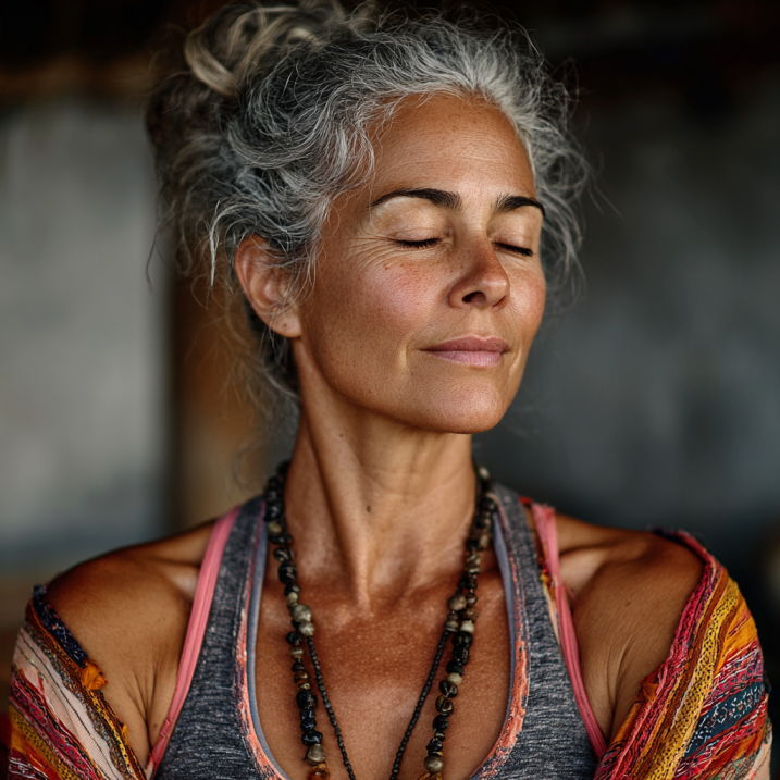 Grupo de adultos mayores en clase de yoga